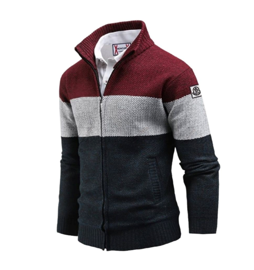 몽클레어 감마블루 삼색니트 기모집업