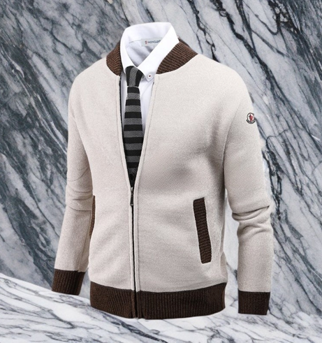 몽클레어 기모 투톤 블루종 니트집업