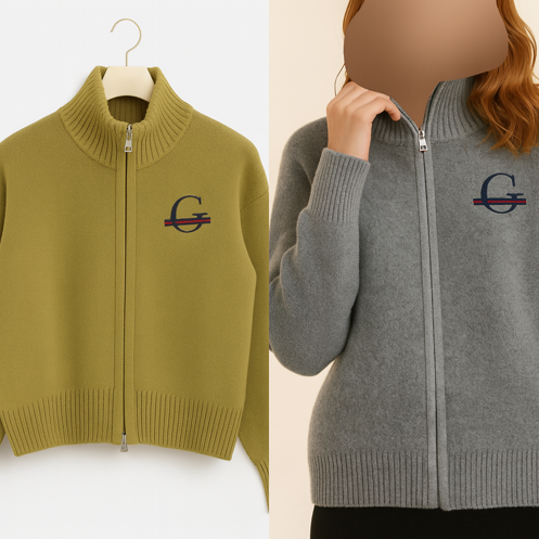 구찌 자수 뽀글이 투웨이 집업 니트 (GM381)