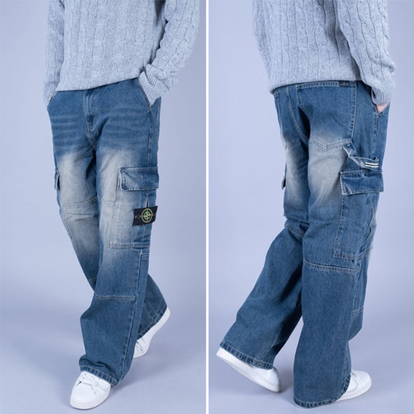 스톤아일랜드 중청 와이드 데님 팬츠 1014