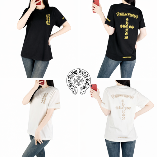 크롬 십자가 백나염 반팔티